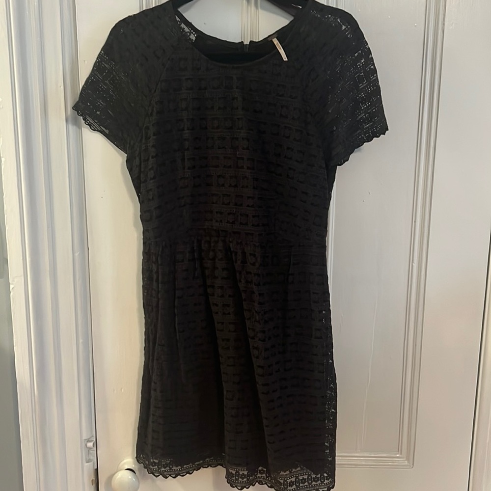 Free People Black Lace Mini Dress Sz 10